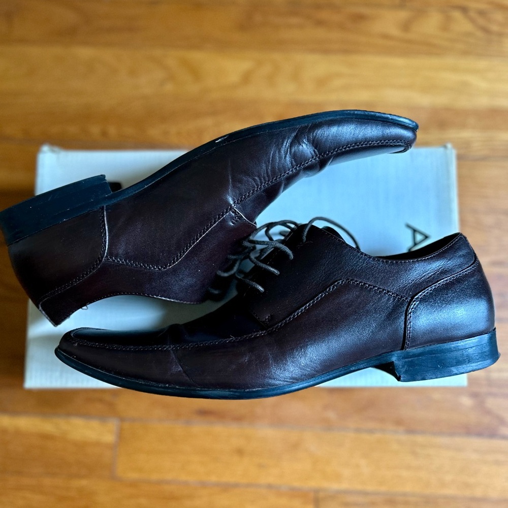 Men’s Aldo Brown Leather Oxford Shoes with Closed Lacing - Picture 2 of 13
